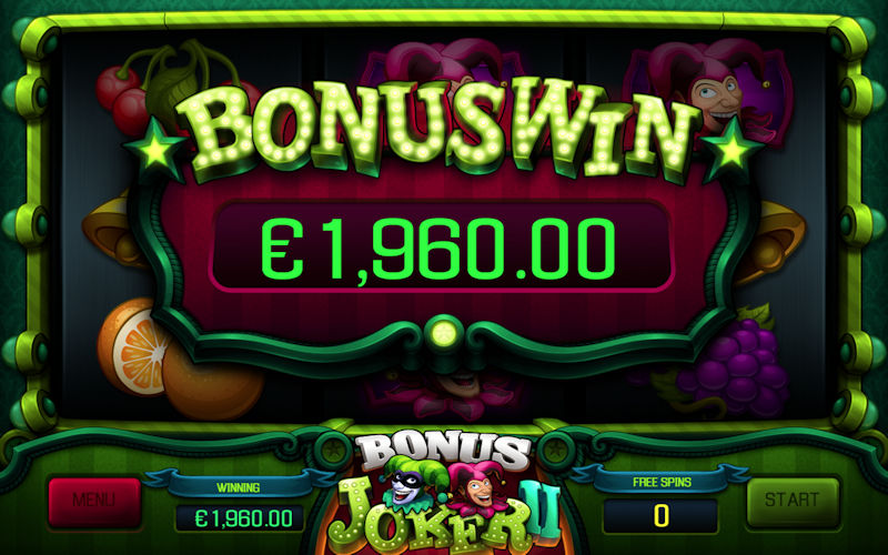 Výhra z bonusové hry na automatu Bonus Joker 2